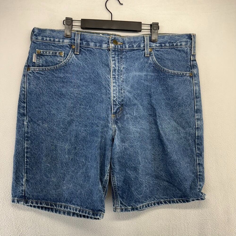 Vintage Carhartt Shorts Fits 38 Blue Denim Baggy Medium Wash Skater y2k 90s - Picture 2 of 8